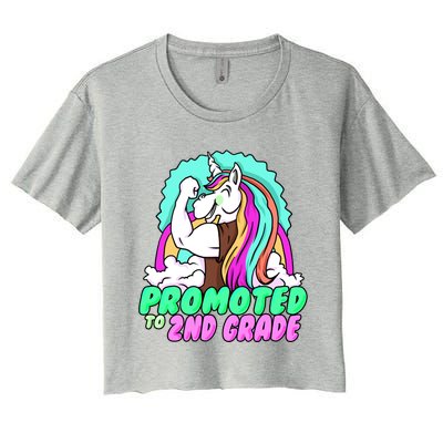 Promoted To Second Grade Graduation Teacher Unicorn Funny Gift Women's Crop Top Tee