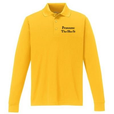 Pronouns The She It Performance Long Sleeve Polo