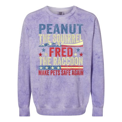 Peanut The Squirrel & Fred The Raccoon Make Pets Safe Again Colorblast Crewneck Sweatshirt