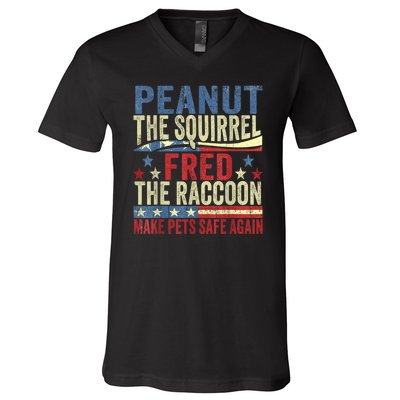 Peanut The Squirrel & Fred The Raccoon Make Pets Safe Again V-Neck T-Shirt