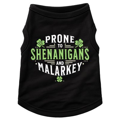 Prone To Shenanigans & Malarkey Fun Clovers St Patrick’S Day Doggie Tank