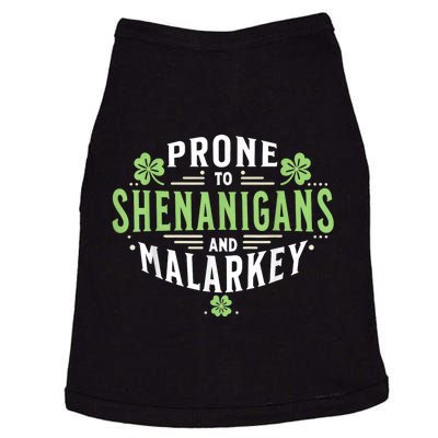 Prone To Shenanigans & Malarkey Fun Clovers St Patrick’S Day Doggie Tank