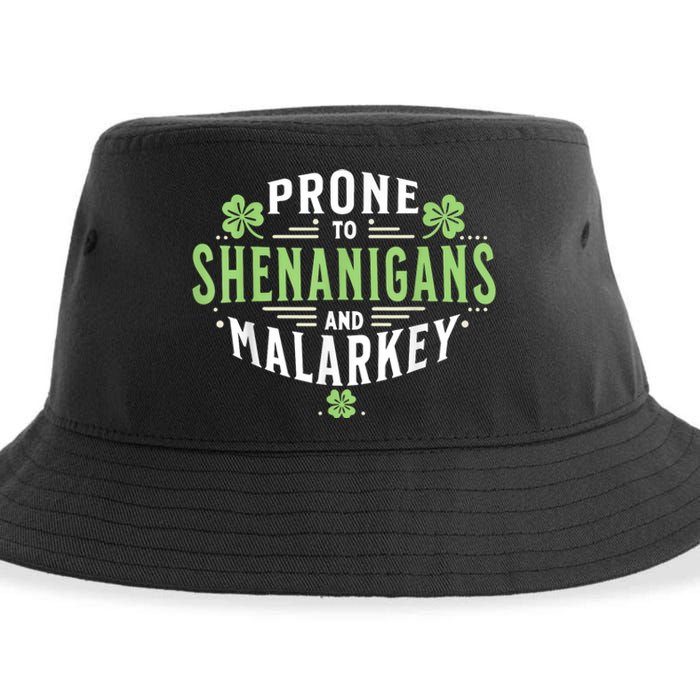 Prone To Shenanigans & Malarkey Fun Clovers St Patrick’S Day Sustainable Bucket Hat