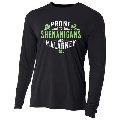 Prone To Shenanigans & Malarkey Fun Clovers St Patrick’S Day Cooling Performance Long Sleeve Crew