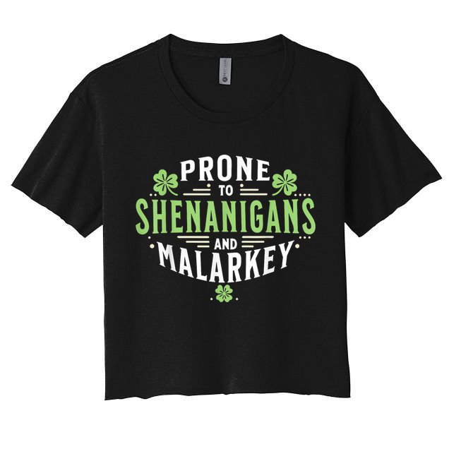 Prone To Shenanigans & Malarkey Fun Clovers St Patrick’S Day Crop Top