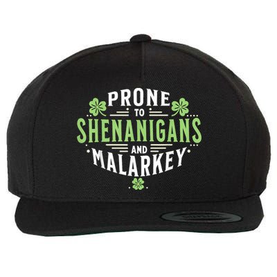 Prone To Shenanigans & Malarkey Fun Clovers St Patrick’S Day Wool Snapback Cap
