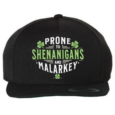 Prone To Shenanigans & Malarkey Fun Clovers St Patrick’S Day Wool Snapback Cap