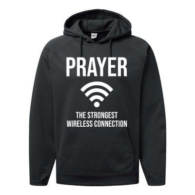 Prayer The Strongest Wireless Connection Funny Performance Fleece Hoodie