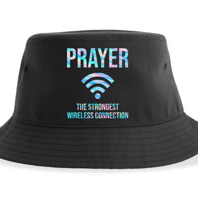 Prayer The Strongest Wireless Connection Funny Sustainable Bucket Hat