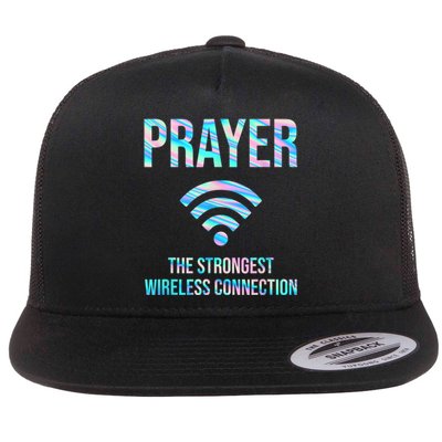 Prayer The Strongest Wireless Connection Funny Flat Bill Trucker Hat