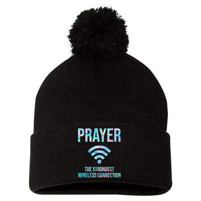 Prayer The Strongest Wireless Connection Funny Pom Pom 12in Knit Beanie