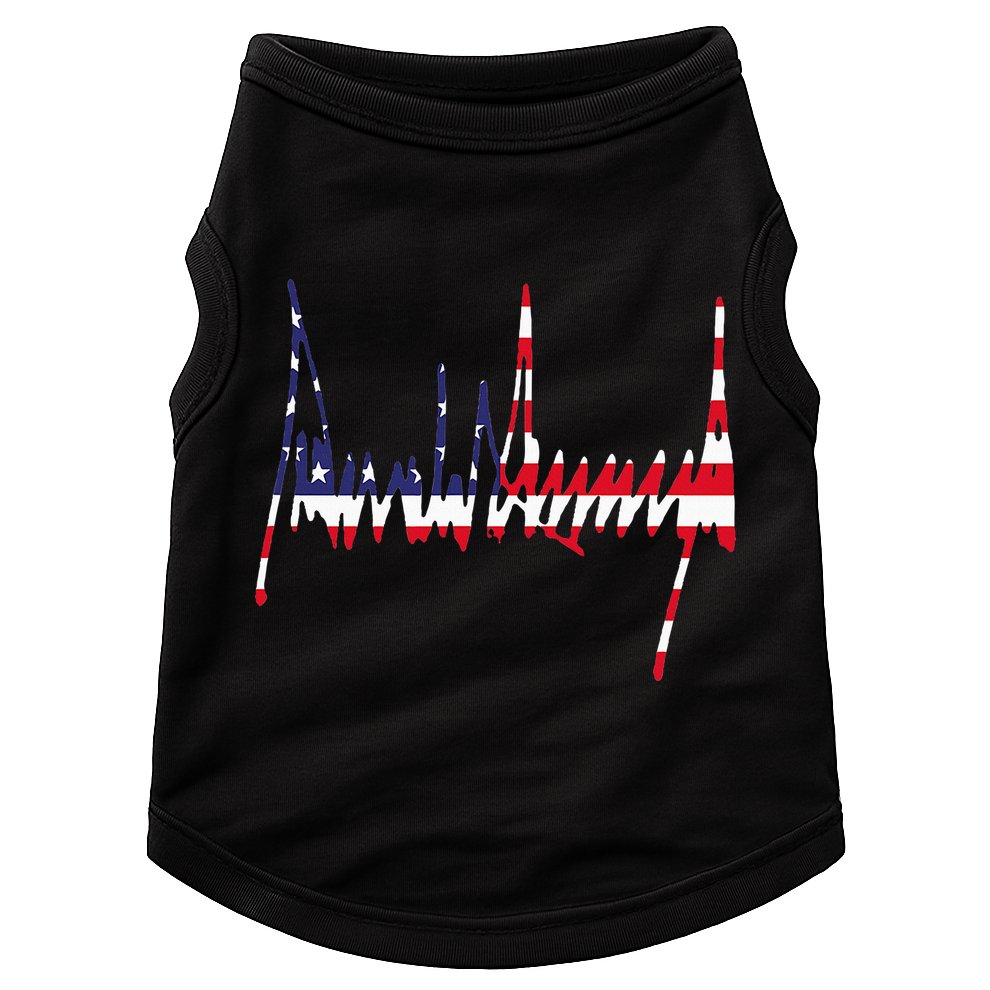 President Trump Signature Usa Flag Color Patriotic American Doggie Tank