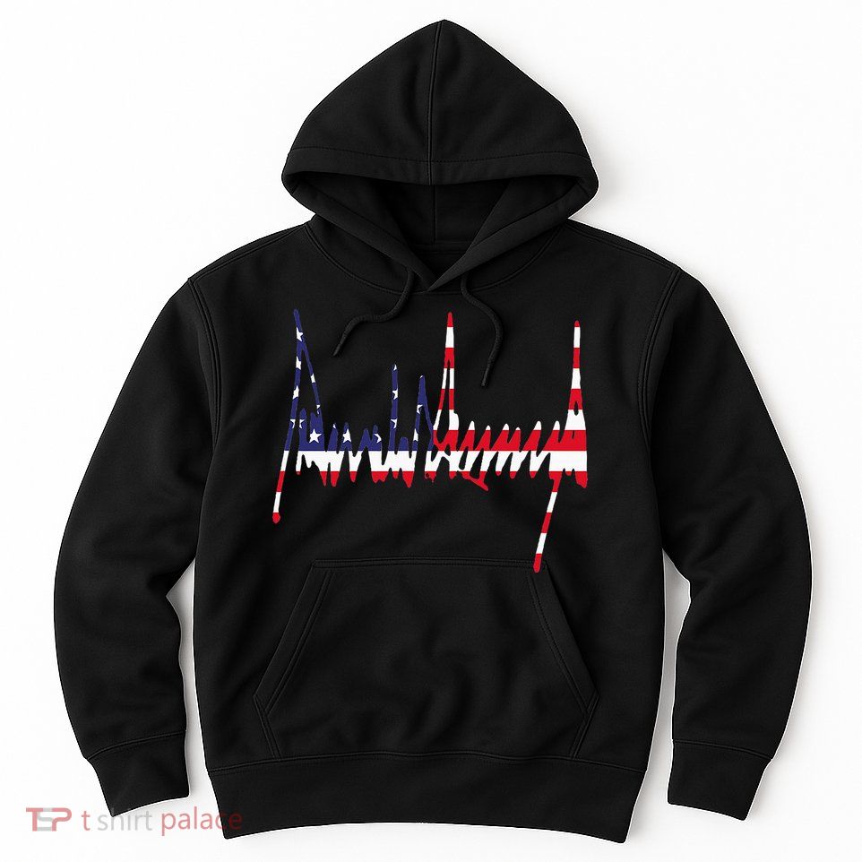 President Trump Signature Usa Flag Color Patriotic American Hoodie