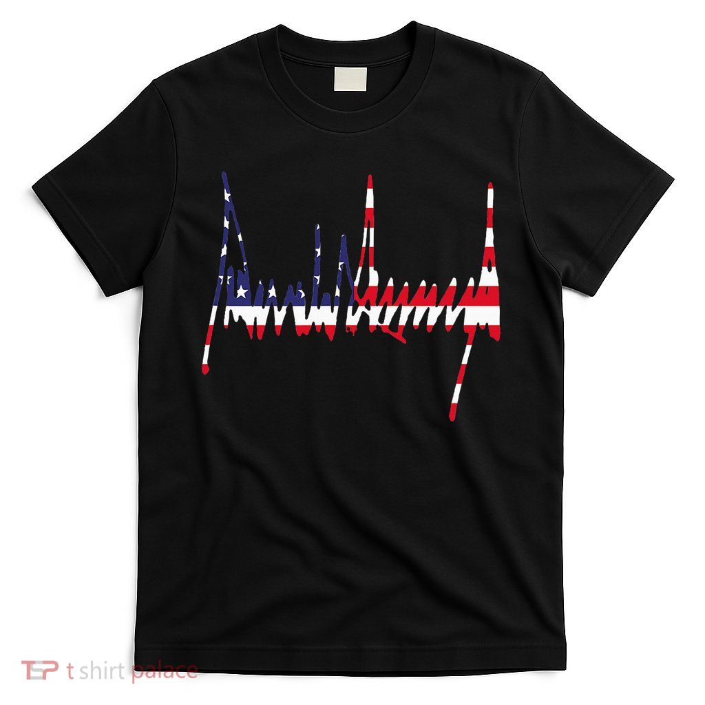 President Trump Signature Usa Flag Color Patriotic American T-Shirt