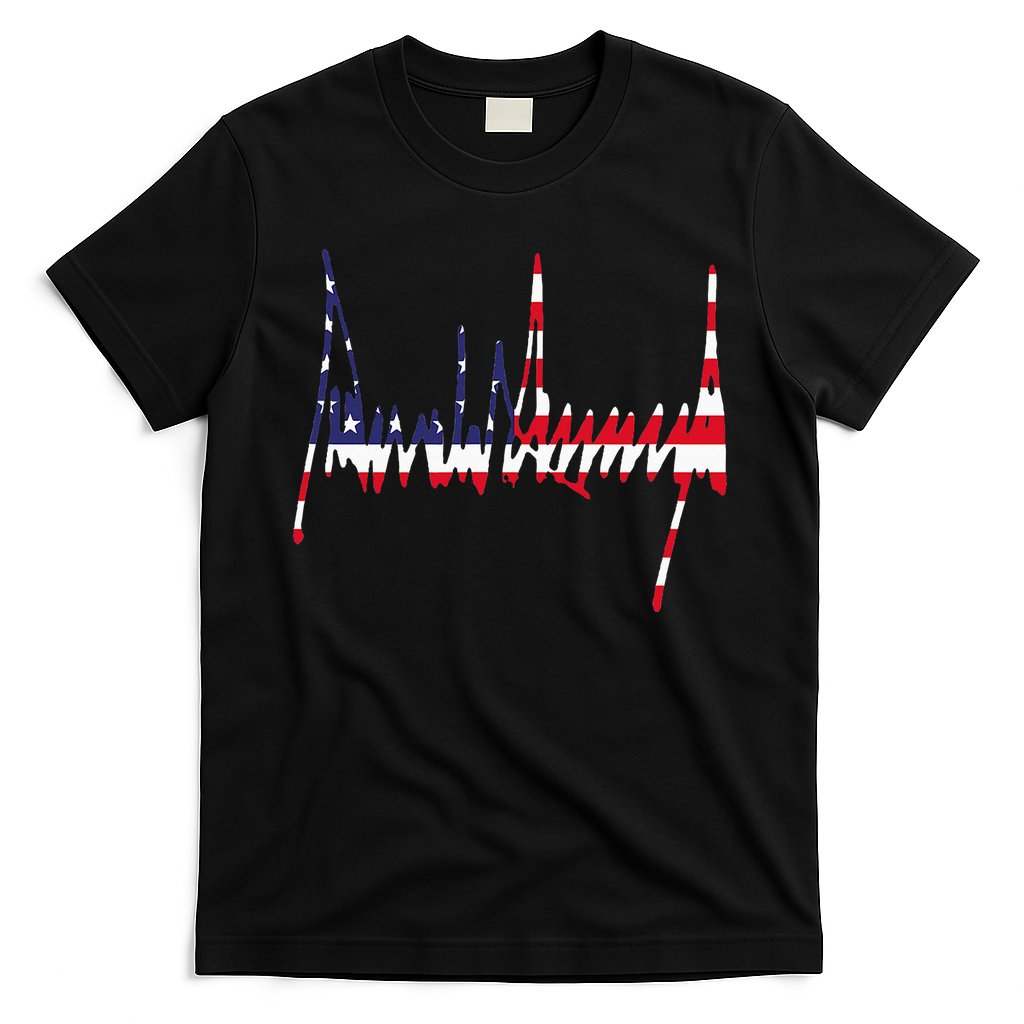 President Trump Signature Usa Flag Color Patriotic American T-Shirt
