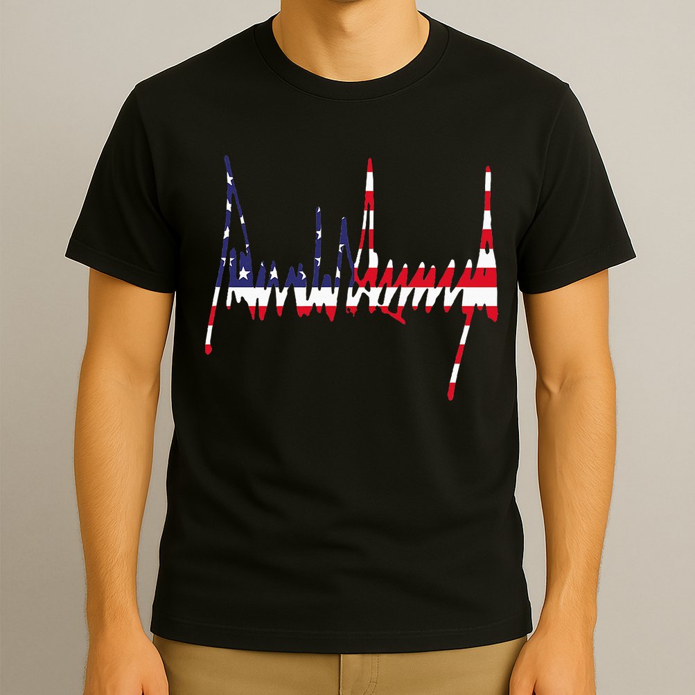 President Trump Signature Usa Flag Color Patriotic American T-Shirt