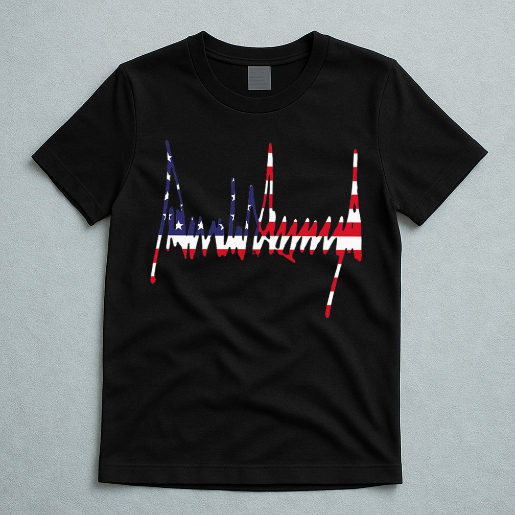President Trump Signature Usa Flag Color Patriotic American T-Shirt