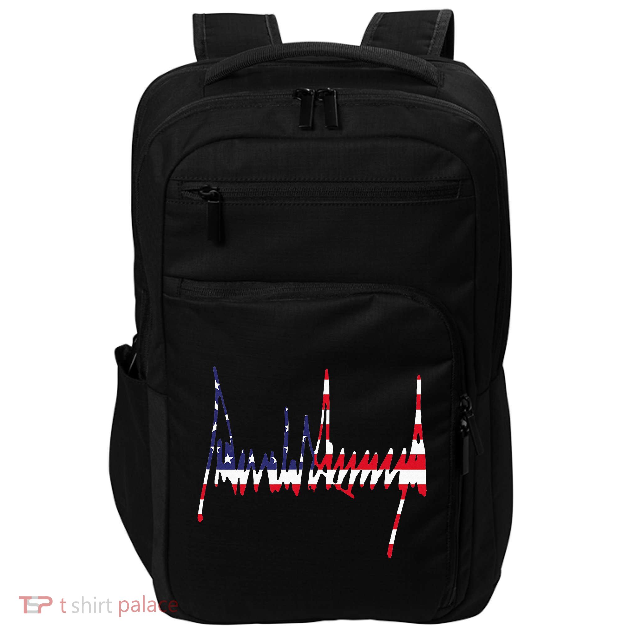 President Trump Signature Usa Flag Color Patriotic American Impact Tech Backpack