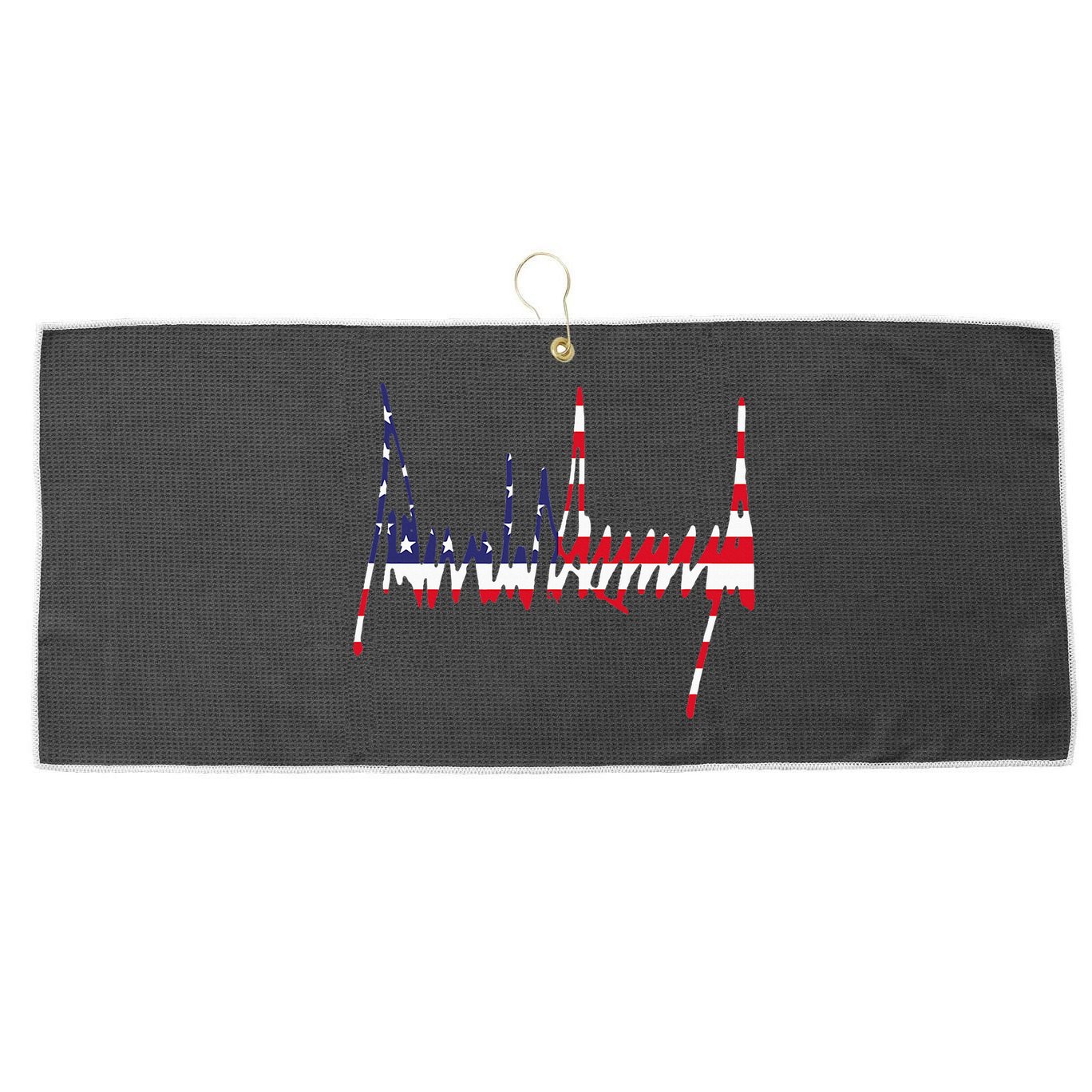 President Trump Signature Usa Flag Color Patriotic American Large Microfiber Waffle Golf Towel