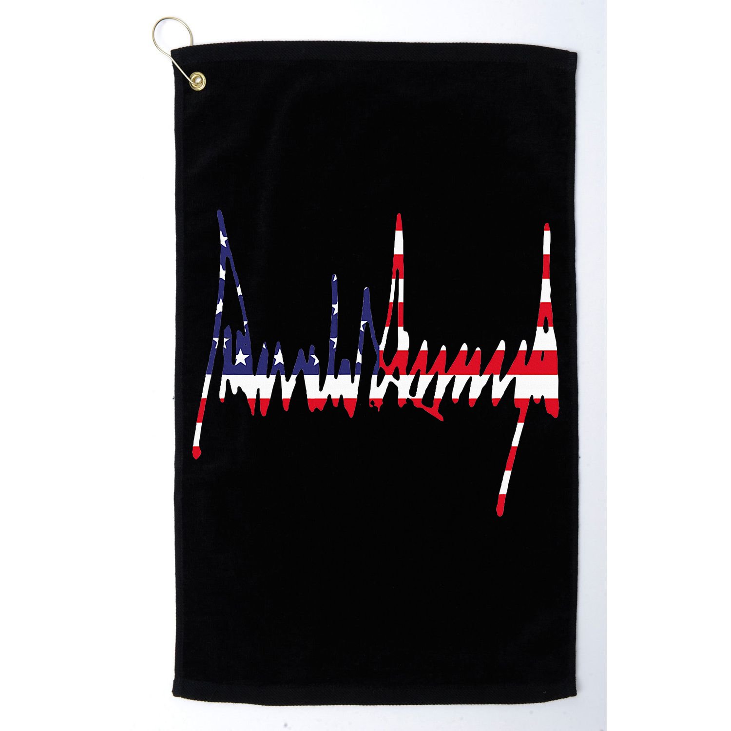 President Trump Signature Usa Flag Color Patriotic American Golf Towel