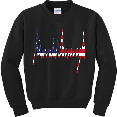 President Trump Signature Usa Flag Color Patriotic American Kids Sweatshirt