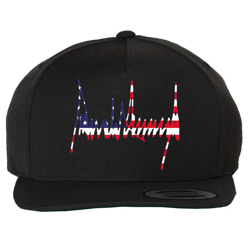 President Trump Signature Usa Flag Color Patriotic American Wool Snapback Cap