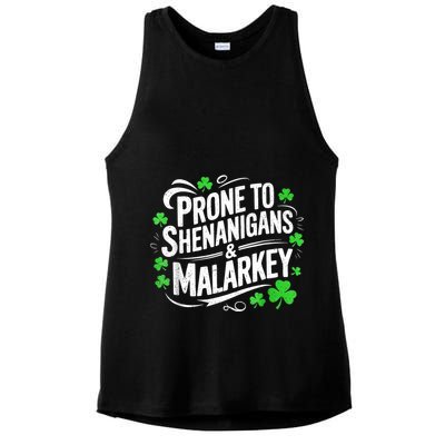 Prone To Shenanigans And Malarkey St Patricks Day Ladies PosiCharge Tri-Blend Wicking Tank