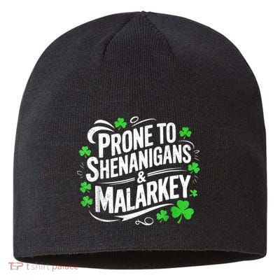 Prone To Shenanigans And Malarkey St Patricks Day Sustainable Beanie