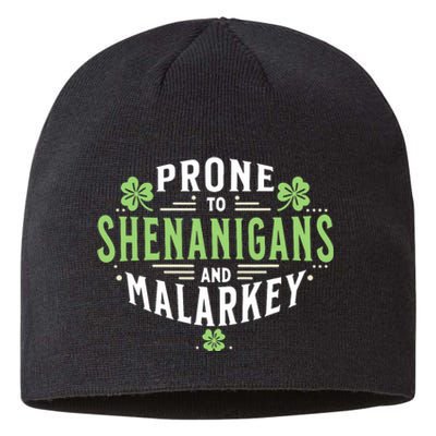 Prone To Shenanigans & Malarkey Fun Clovers St PatrickS Day Sustainable Beanie