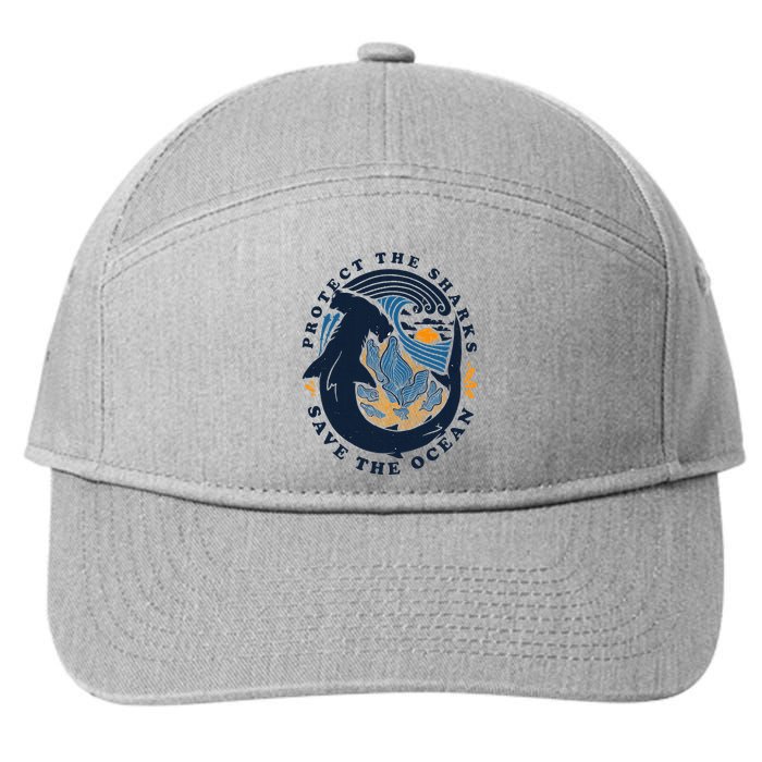 Protect The Shark Save The Ocean Save Ocean Animals 7-Panel Snapback Hat