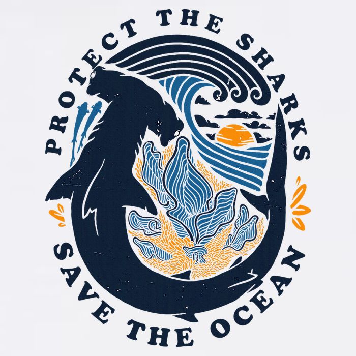 Protect The Shark Save The Ocean Save Ocean Animals Flat Bill Trucker Hat
