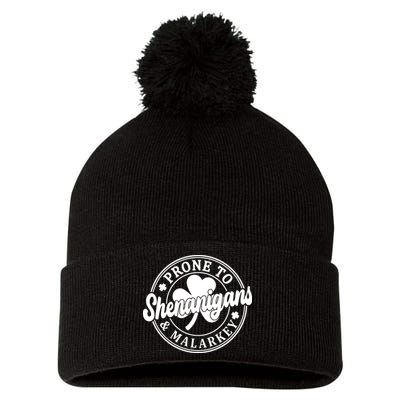Prone To Shenanigans Malarkey St Patricks Day Pom Pom 12in Knit Beanie