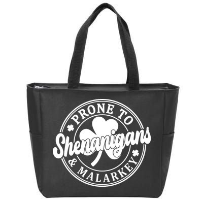Prone To Shenanigans Malarkey St Patricks Day Zip Tote Bag