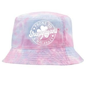 Prone To Shenanigans Malarkey St Patricks Day Tie-Dyed Bucket Hat