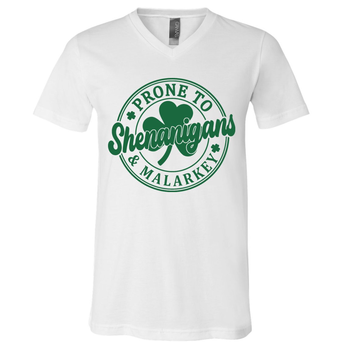 Prone To Shenanigans Malarkey St Patricks Day V-Neck T-Shirt