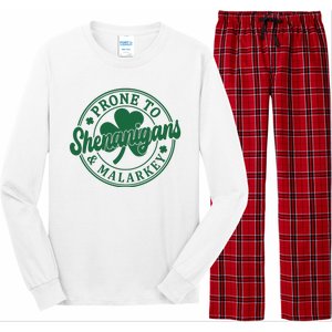 Prone To Shenanigans Malarkey St Patricks Day Long Sleeve Pajama Set