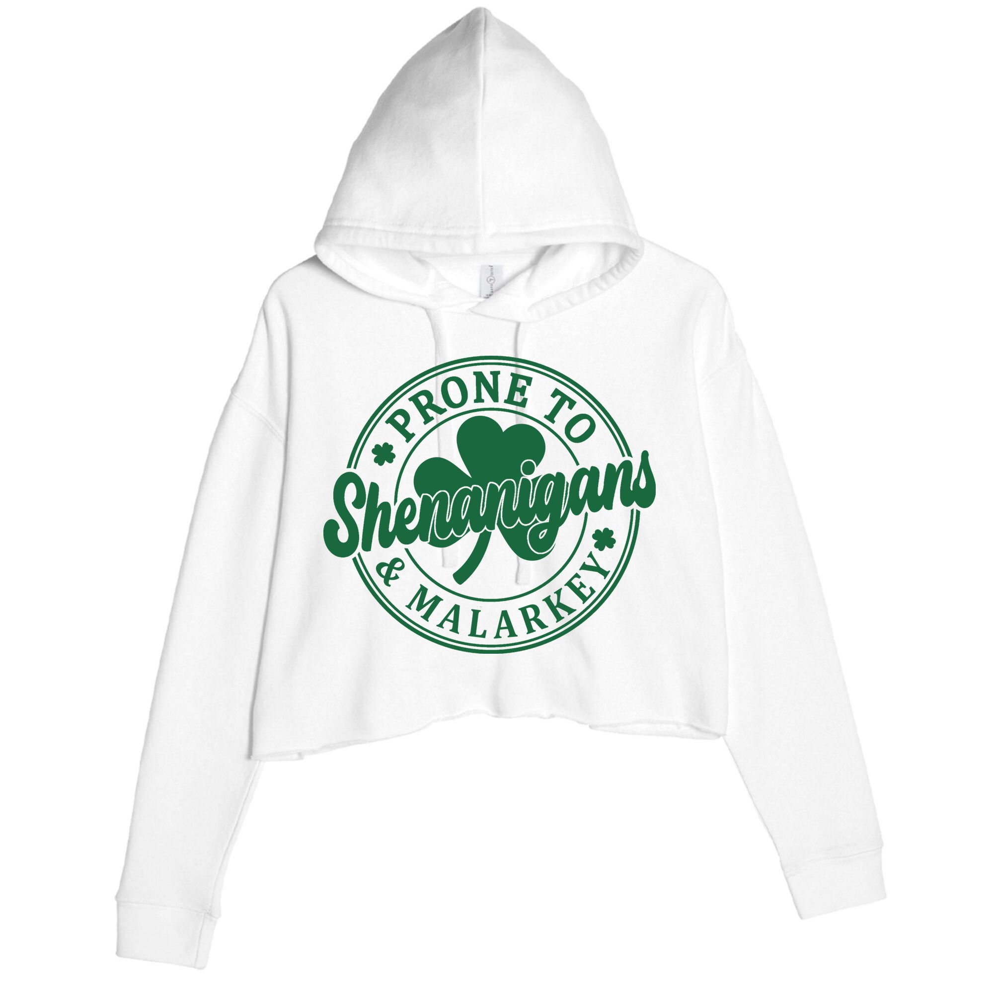 Prone To Shenanigans Malarkey St Patricks Day Crop Fleece Hoodie