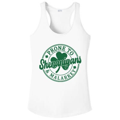 Prone To Shenanigans Malarkey St Patricks Day Ladies PosiCharge Competitor Racerback Tank