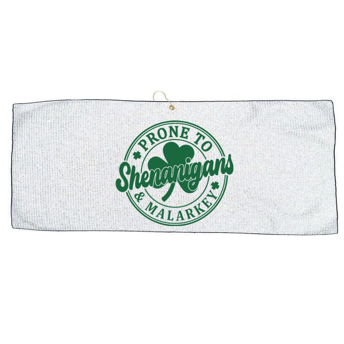 Prone To Shenanigans Malarkey St Patricks Day Large Microfiber Waffle Golf Towel