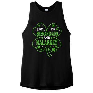 Prone To Shenanigans And Malarkey St Patricks Day Ladies PosiCharge Tri-Blend Wicking Tank