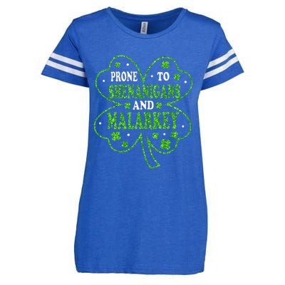 Prone To Shenanigans And Malarkey St Patricks Day Enza Ladies Jersey Football T-Shirt