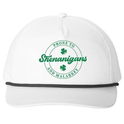 Prone To Shenanigans And Malarkey St.PatricS Day Snapback Five-Panel Rope Hat