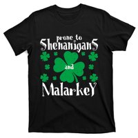 Prone To Shenanigans And Malarkey Boys St Patricks Day Funny T-Shirt