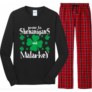 Prone To Shenanigans And Malarkey Boys St Patricks Day Funny Long Sleeve Pajama Set