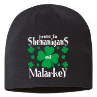 Prone To Shenanigans And Malarkey Boys St Patricks Day Funny Sustainable Beanie