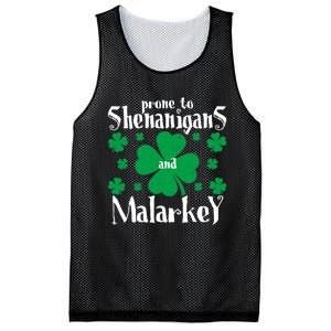 Prone To Shenanigans And Malarkey Boys St Patricks Day Funny Mesh Reversible Basketball Jersey Tank