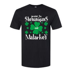 Prone To Shenanigans And Malarkey Boys St Patricks Day Funny Softstyle CVC T-Shirt