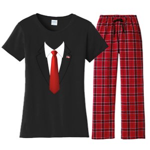 President Trump Suit Lazy Halloween Costume Usa Flag Women's Flannel Pajama Set