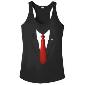 President Trump Suit Lazy Halloween Costume Usa Flag Ladies PosiCharge Competitor Racerback Tank