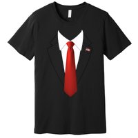 President Trump Suit Lazy Halloween Costume Usa Flag Premium T-Shirt